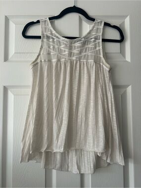 American Eagle Outfitters Cream Lace Yoke Swing Tank